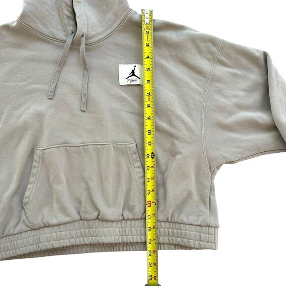 Nike Jordan Loose Fit Crop Hoodie Grey M | Jumpman Flight Logo | 100% Cotton - Picture 6 of 9
